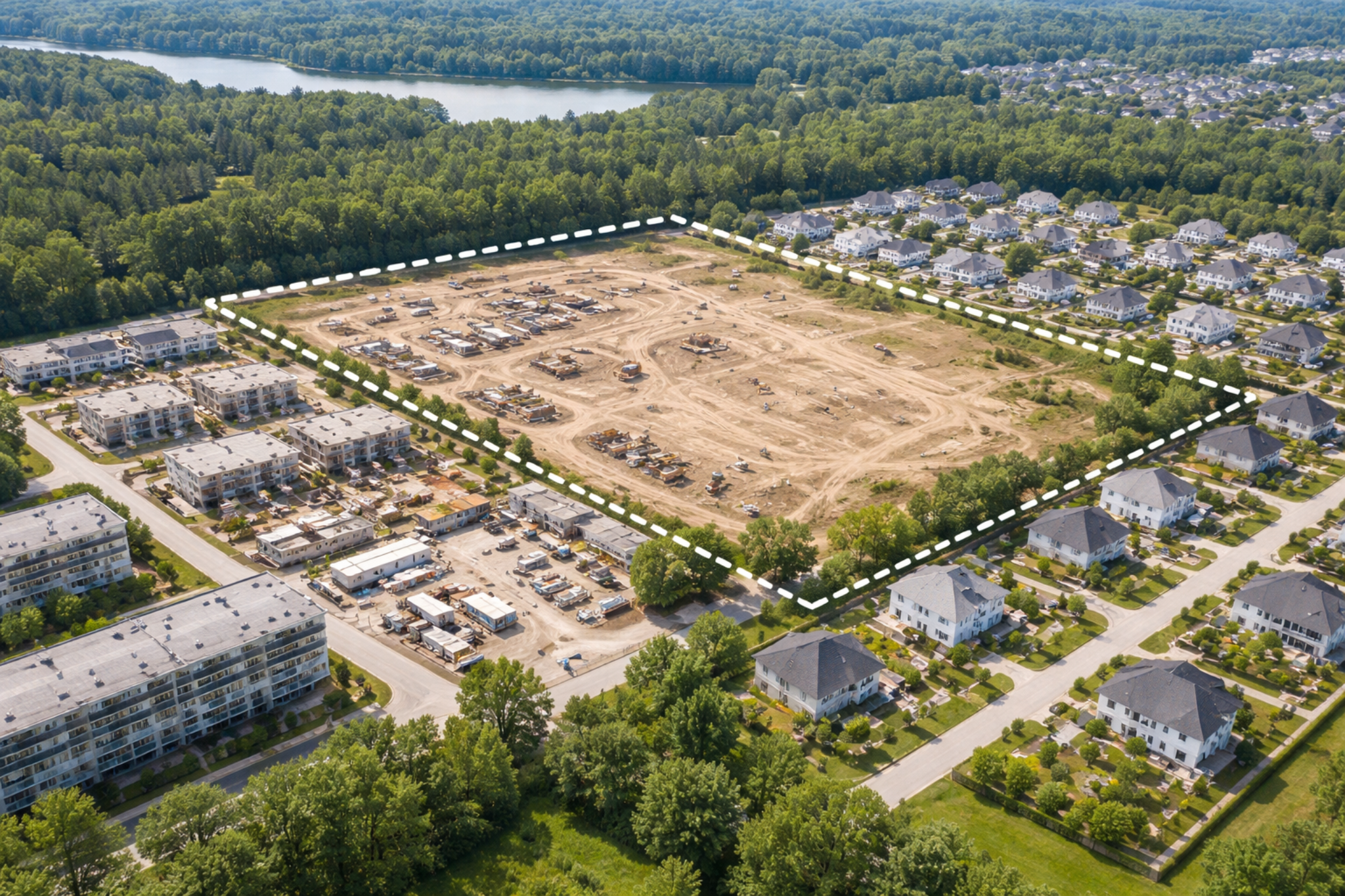 Aerial view of a development site
